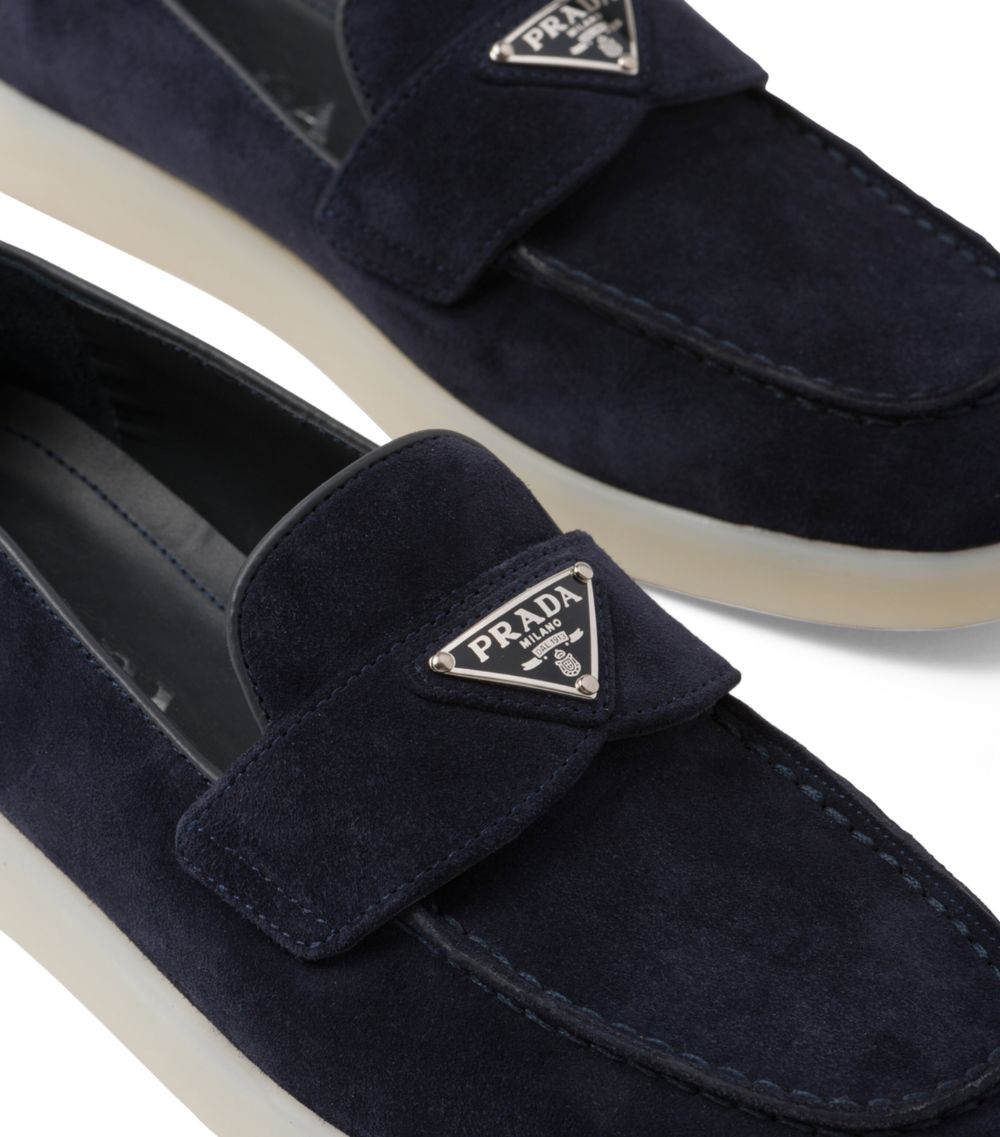 Prada Prada Suede Triangle Loafers