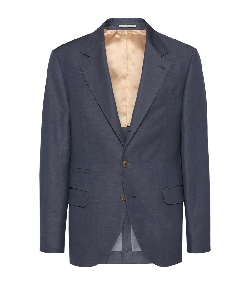 Brunello Cucinelli Brunello Cucinelli Wool-Linen Denim-Effect Blazer