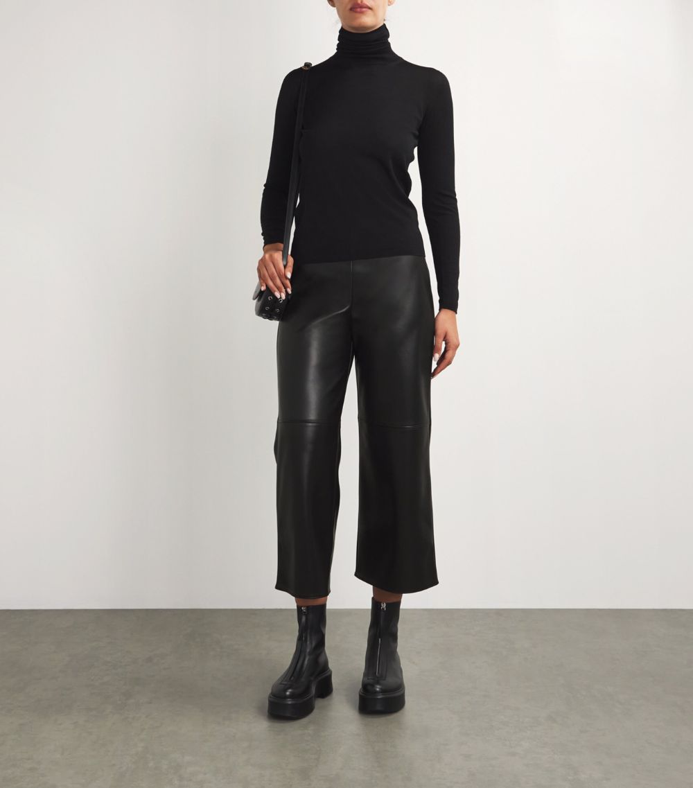 Max Mara Max Mara Faux-Leather Wide-Leg Trousers