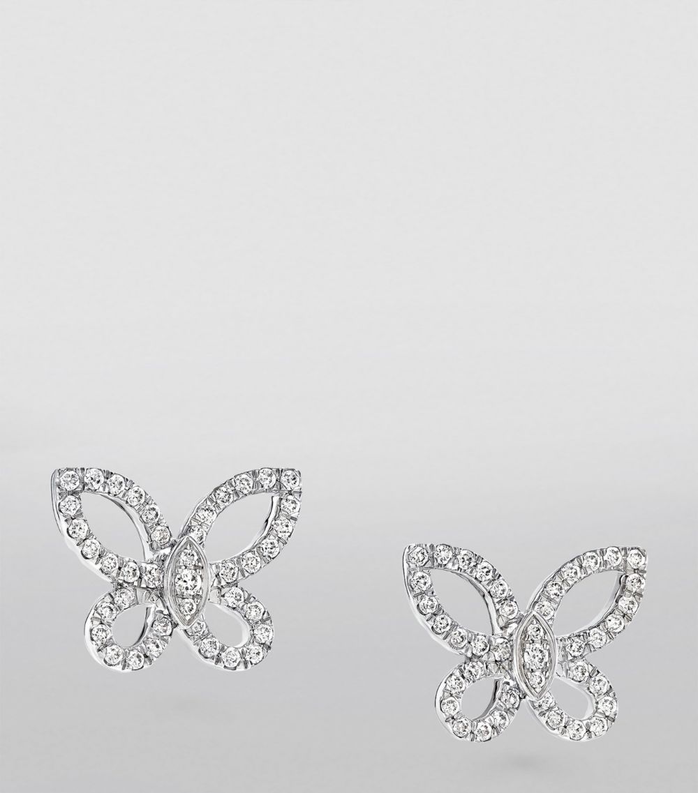 Graff Graff Mini White Gold And Diamond Butterfly Earrings