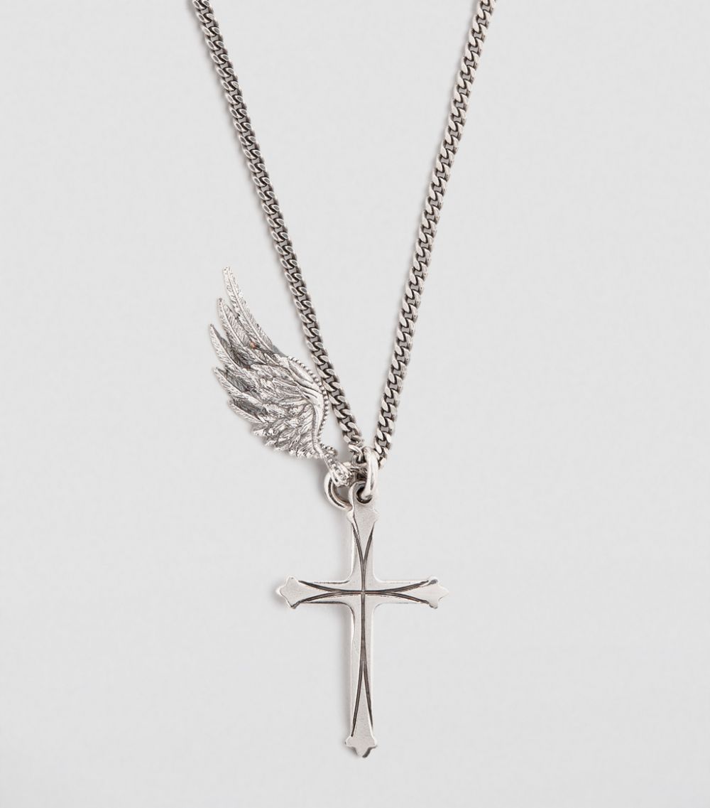 Emanuele Bicocchi Emanuele Bicocchi Sterling Silver Cross And Wings Pendant Necklace