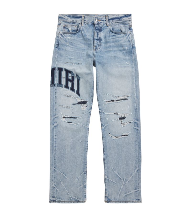 Amiri Amiri Varsity Logo Repaired Jeans