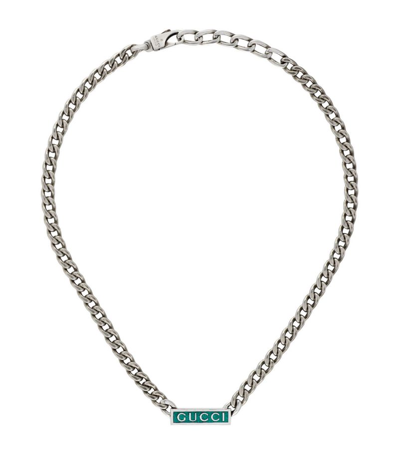 Gucci Gucci Sterling Silver Logo Necklace