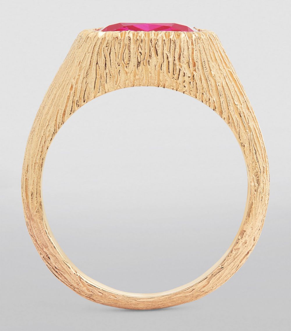 Bleue Burnham Bleue Burnham Recycled Gold And Pink Sapphire Nature'S Smile Signet Ring