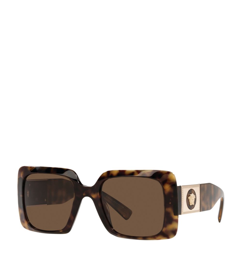 Versace Versace Tortoiseshell Medusa Stud Square Sunglasses