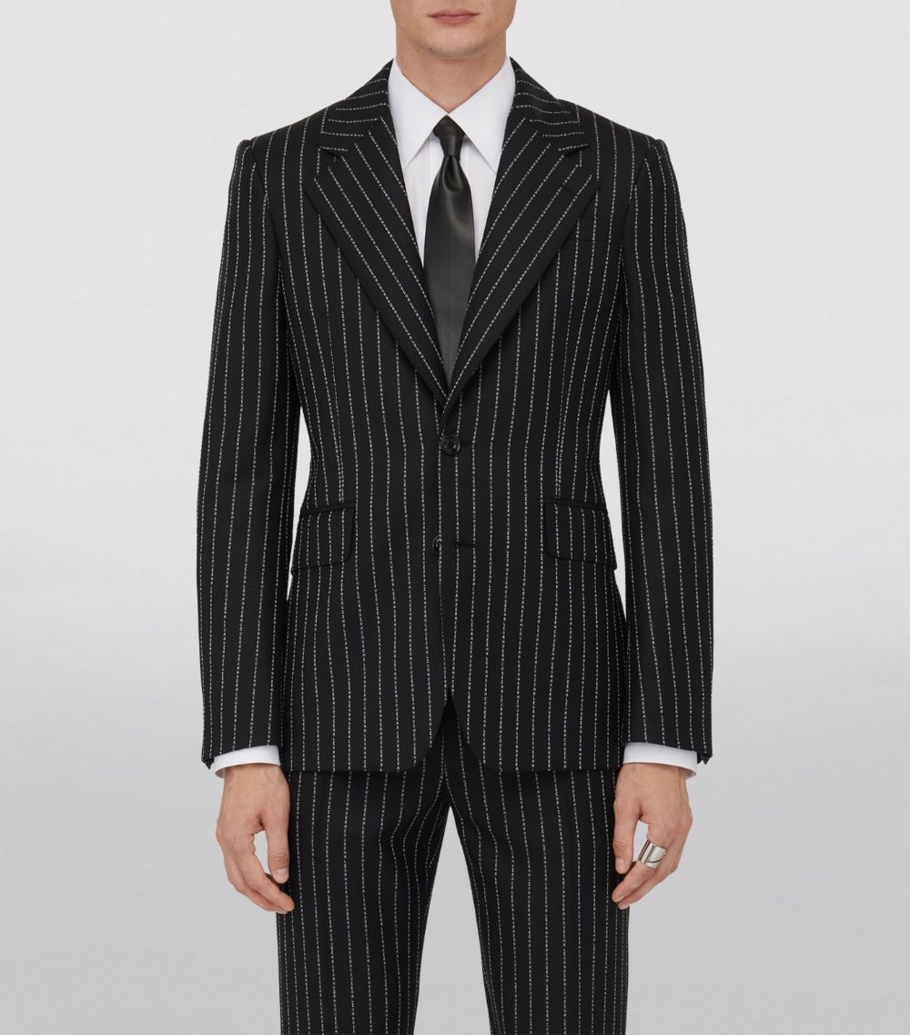 Alexander McQueen Alexander Mcqueen Logo Lettering Pinstripe Blazer