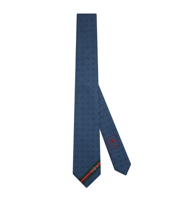 Gucci Gucci Silk Interlocking G Horsebit Tie