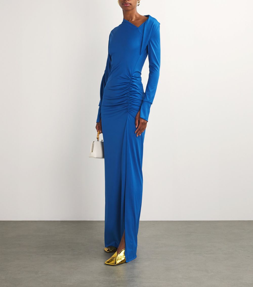 Victoria Beckham Victoria Beckham Slash-Neck Long-Sleeve Gown