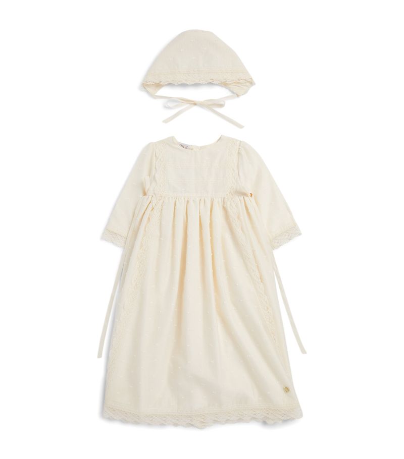Paz Rodriguez Paz Rodriguez Cotton Embroidered Christening Gown With Bonnet (1-12 Months)
