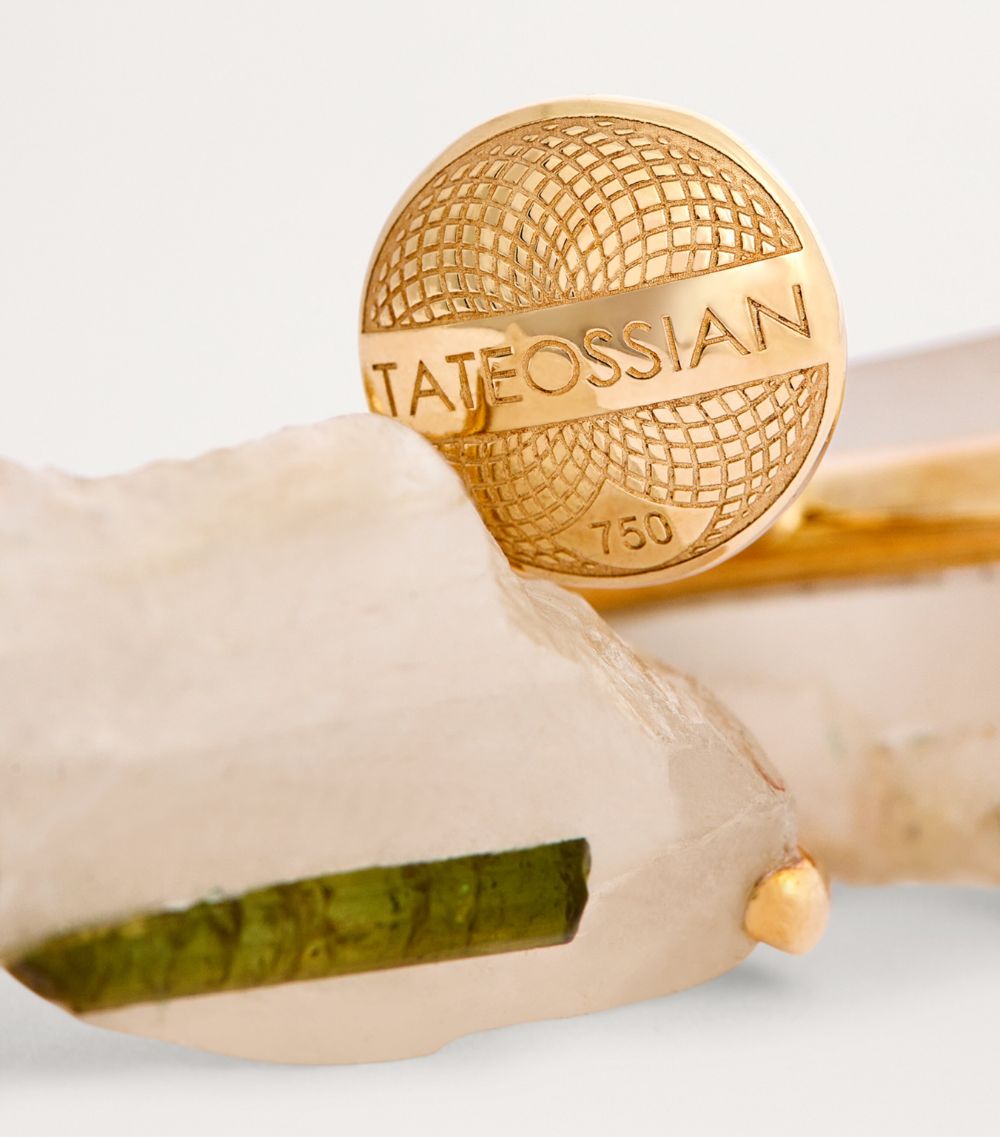 Tateossian Tateossian Yellow Gold, Quartz And Green Tourmaline Cufflinks