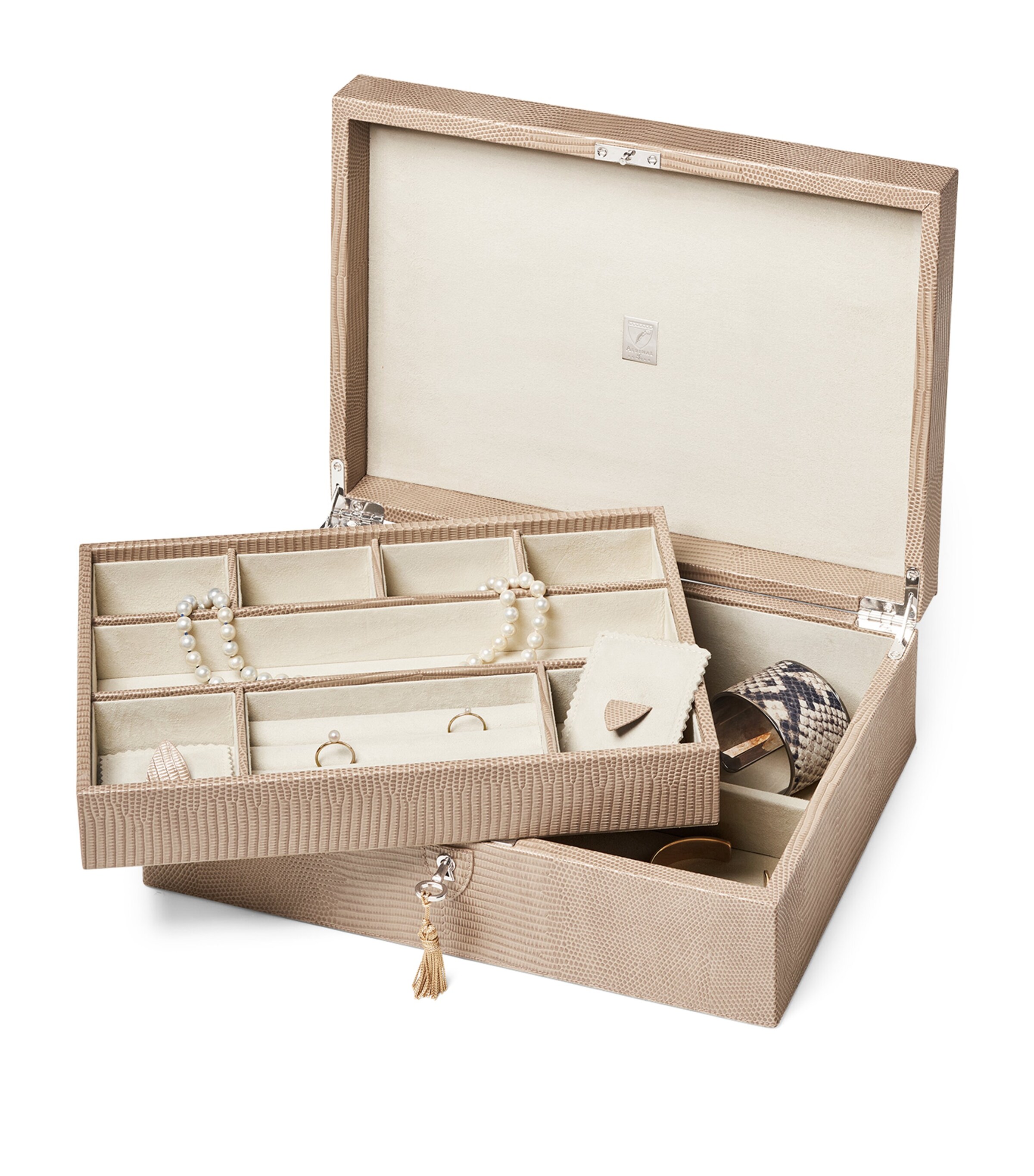  Aspinal Of London Croc-Embossed Grand Luxe Jewellery Box