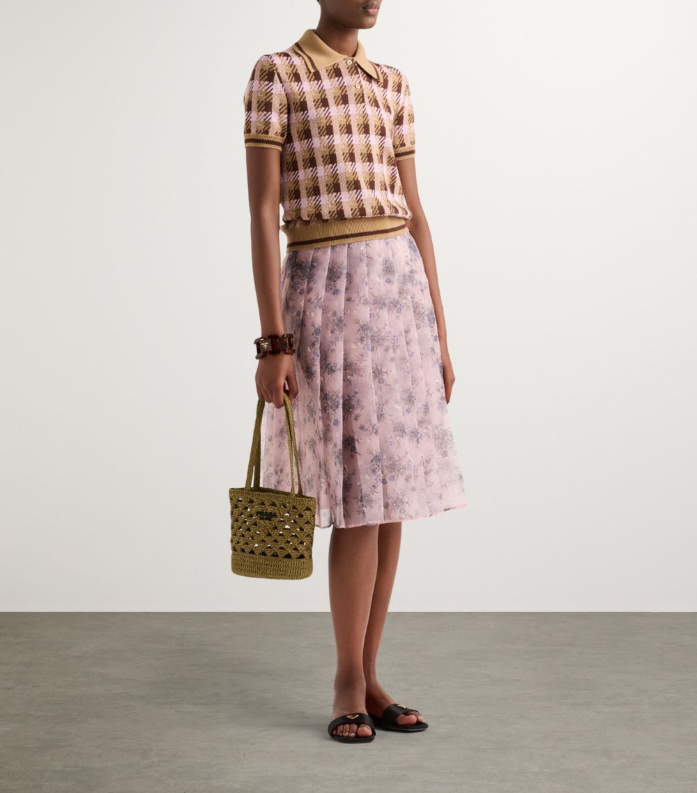 Prada Prada Pleated Floral Midi Skirt