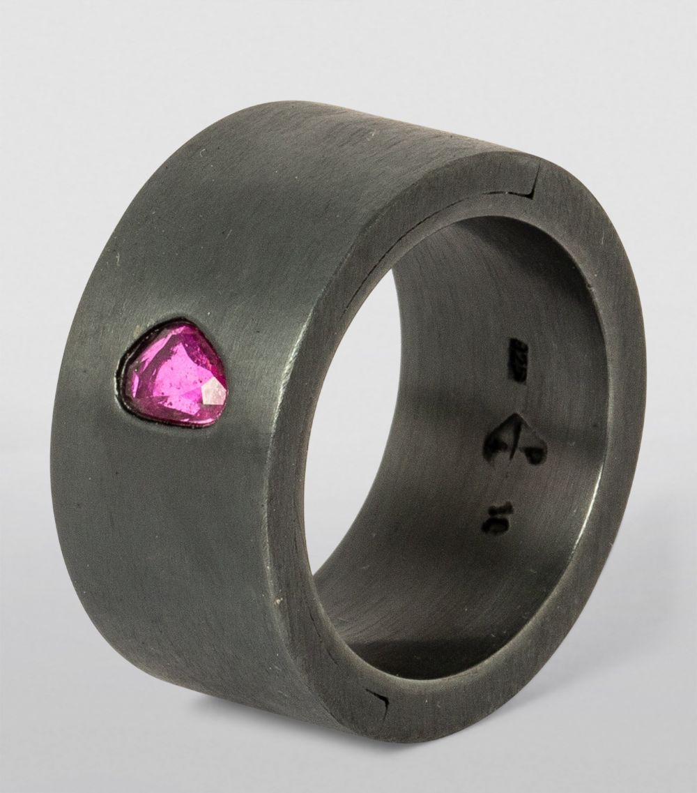 Parts Of Four Parts Of Four Oxidised Sterling Silver And Ruby Sistema Punchout Setting Ring