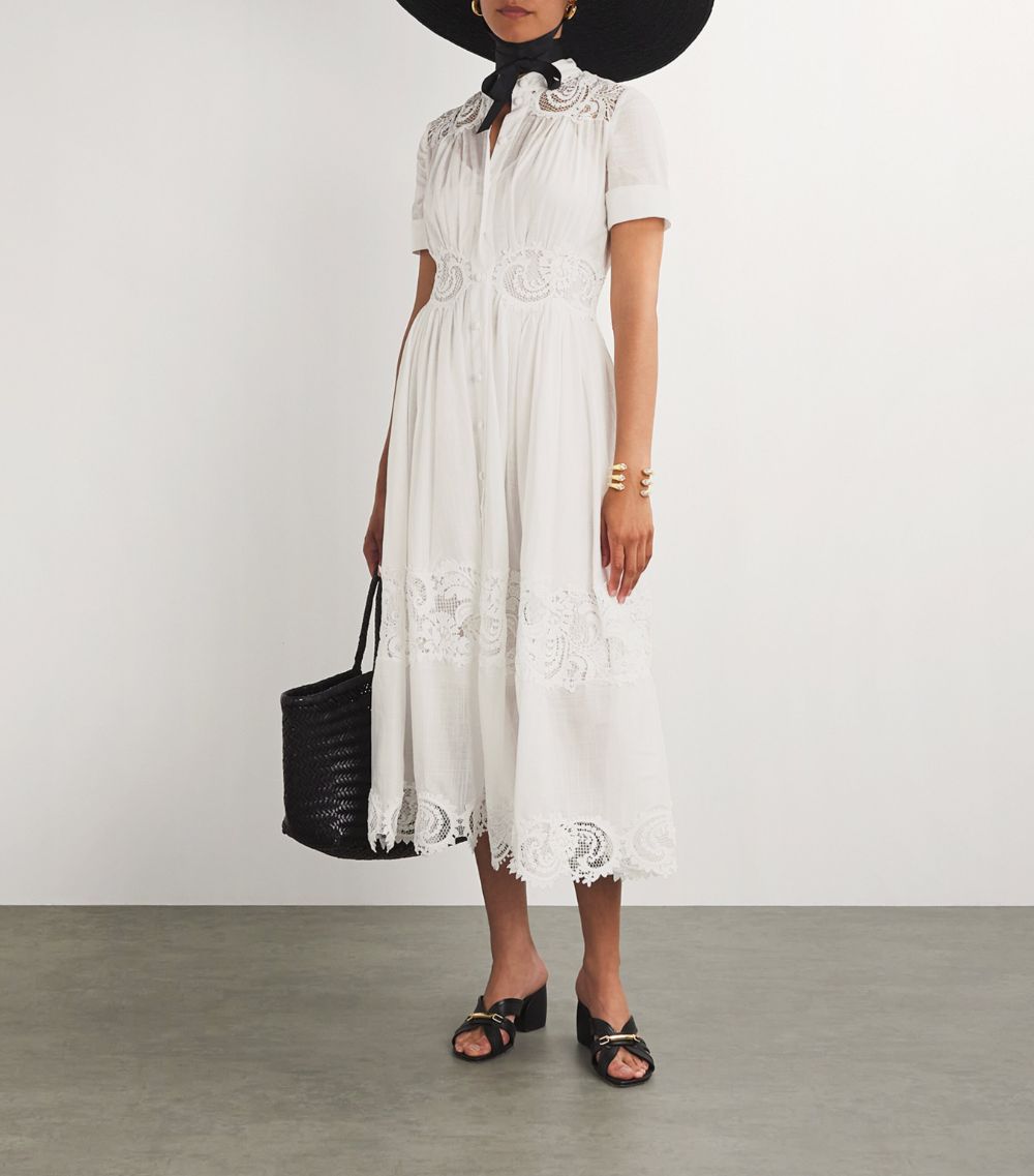 Zimmermann Zimmermann Cotton Lace-Trim Midi Dress