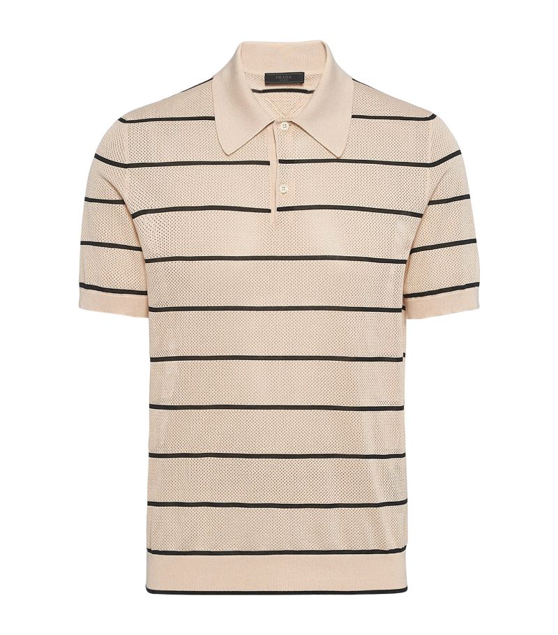 Prada Prada Silk-Cotton Striped Polo Shirt