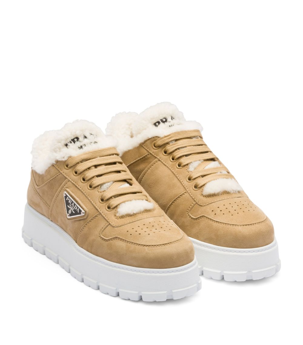 Prada Prada Suede Shearling Sneakers