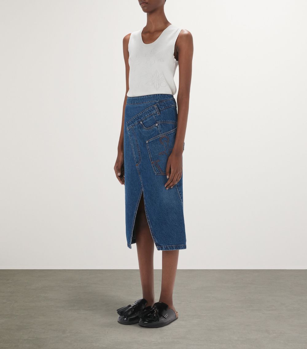 Jw Anderson Jw Anderson Denim Asymmetric Midi Skirt