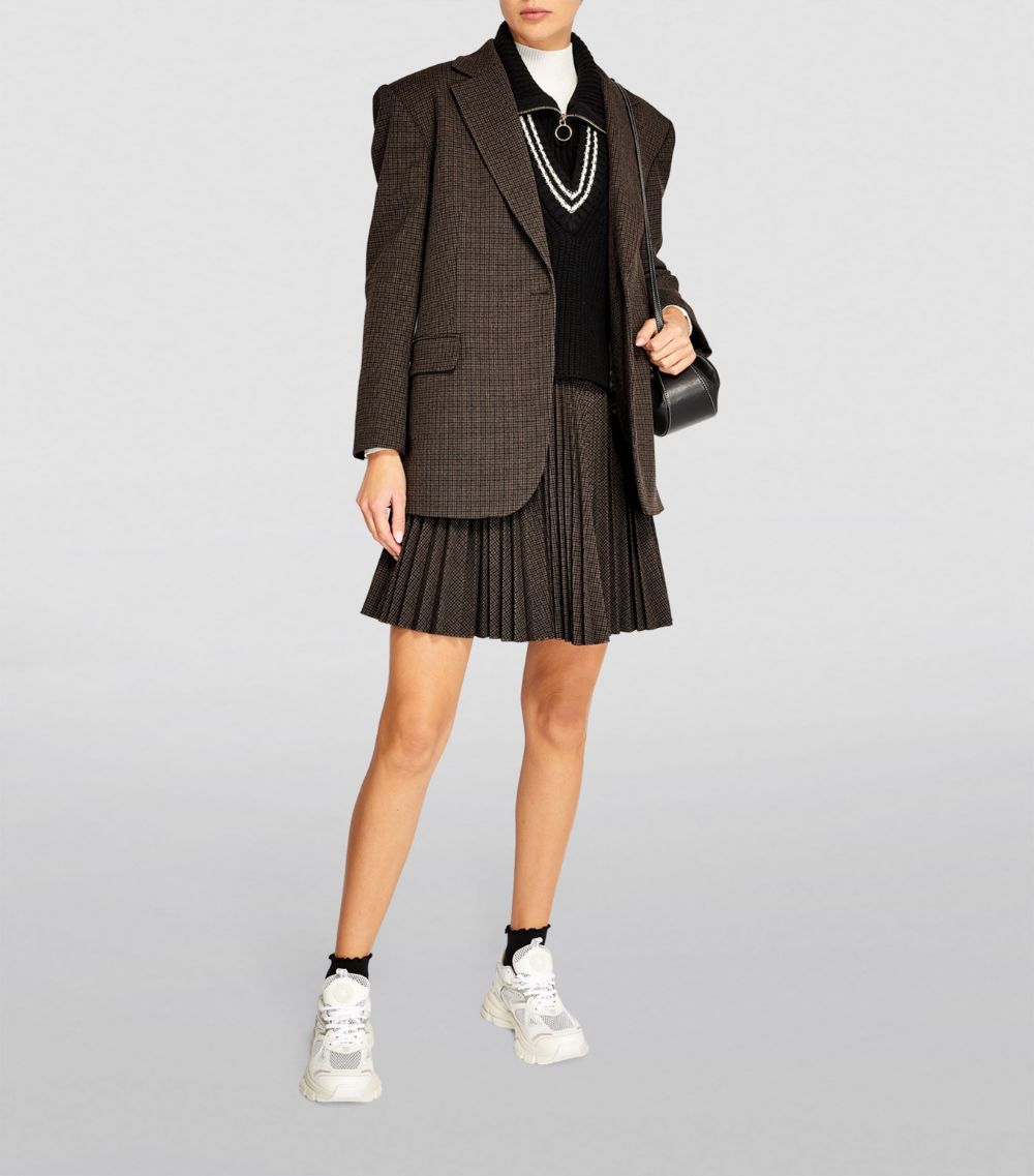  Sandro Pleated Check Mini Skirt