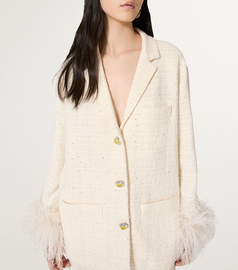 VALENTINO GARAVANI Valentino Garavani Tweed Feather-Trim Jacket