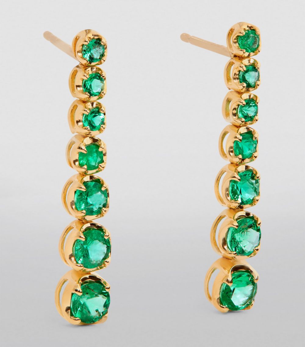 Jennifer Meyer Jennifer Meyer Yellow Gold and Emerald Tennis Earrings