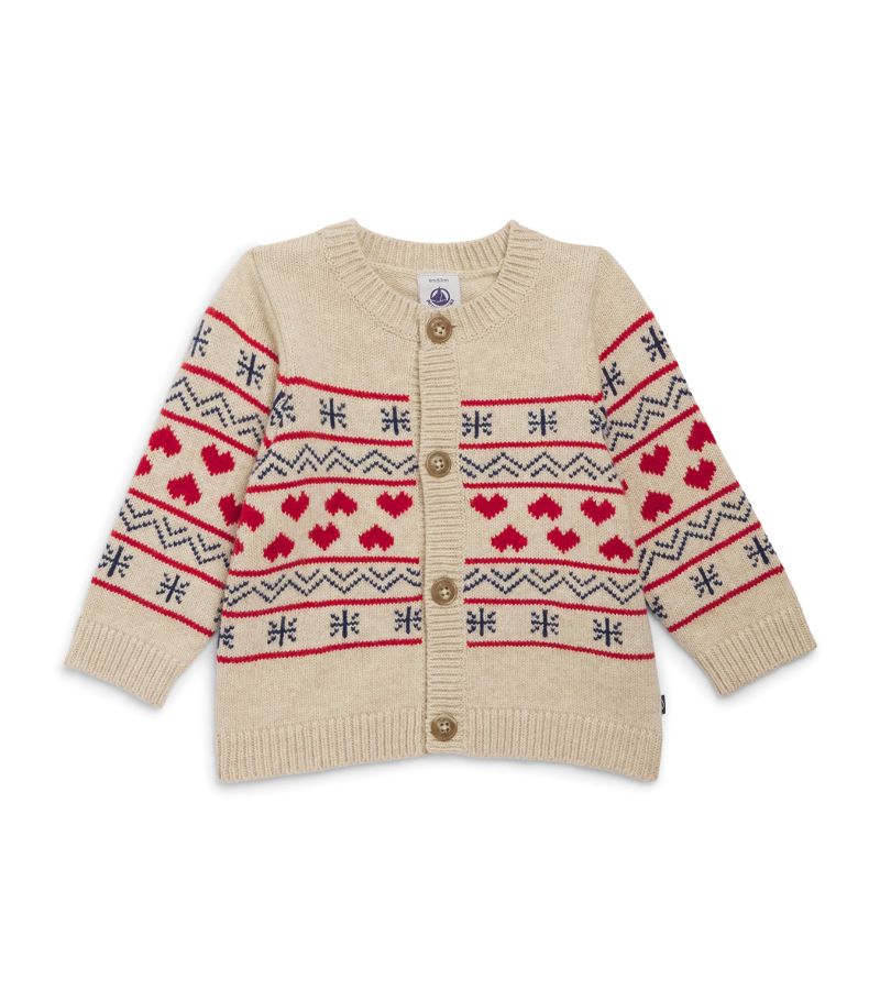  Petit Bateau Wool-Blend Heart Cardigan (3-36 Months)