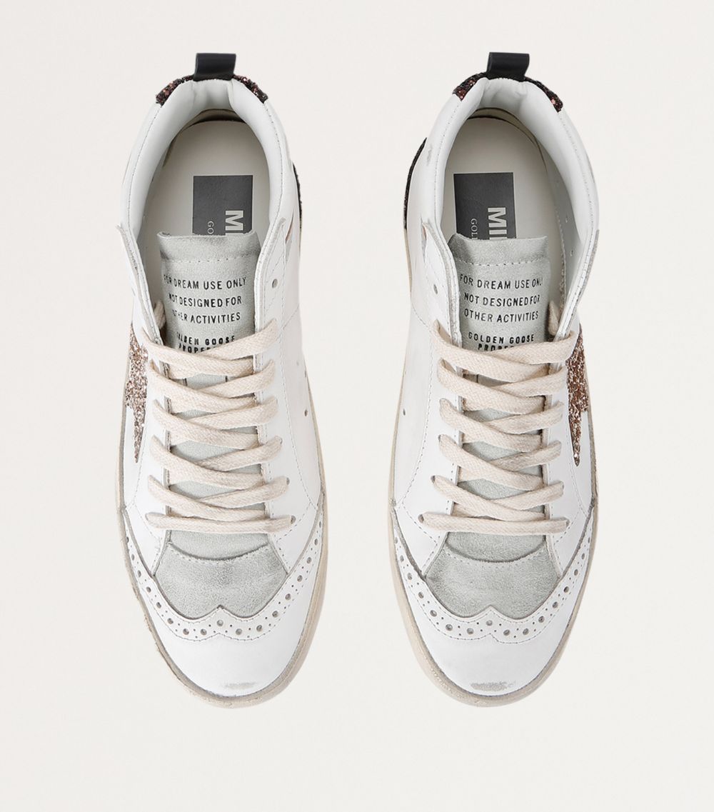 Golden Goose Golden Goose Leather-Glitter Mid Star Sneakers