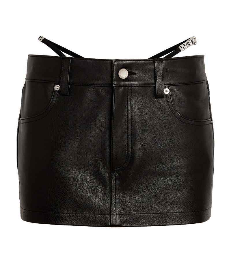 Alexander Wang Alexander Wang Leather Mini Skort With Integrated G-String