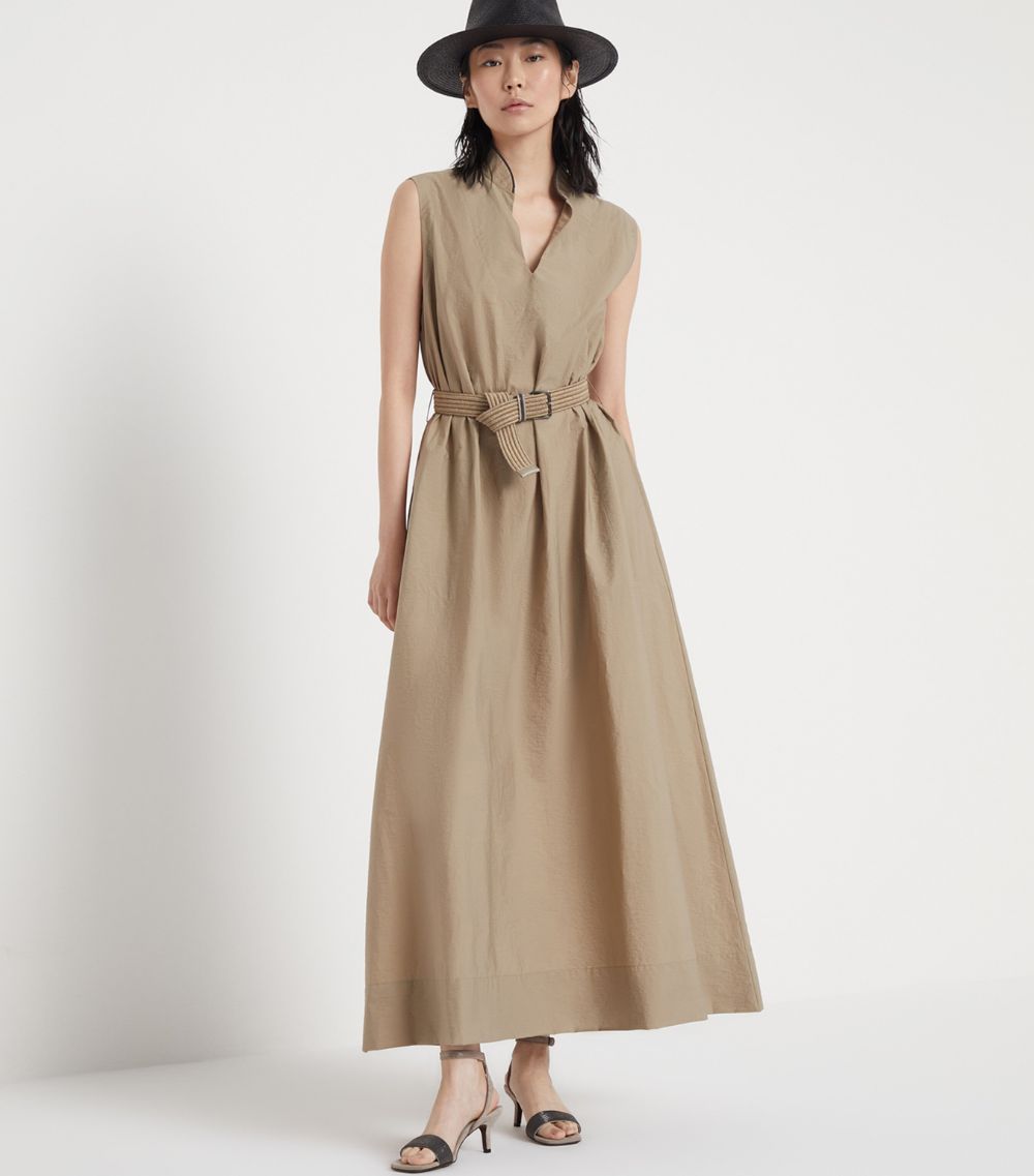 Brunello Cucinelli Brunello Cucinelli Cotton-Blend Belted Dress