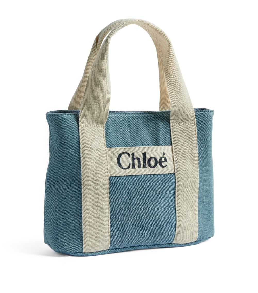 Chloé Kids Chloé Kids Denim Logo Shoulder Bag