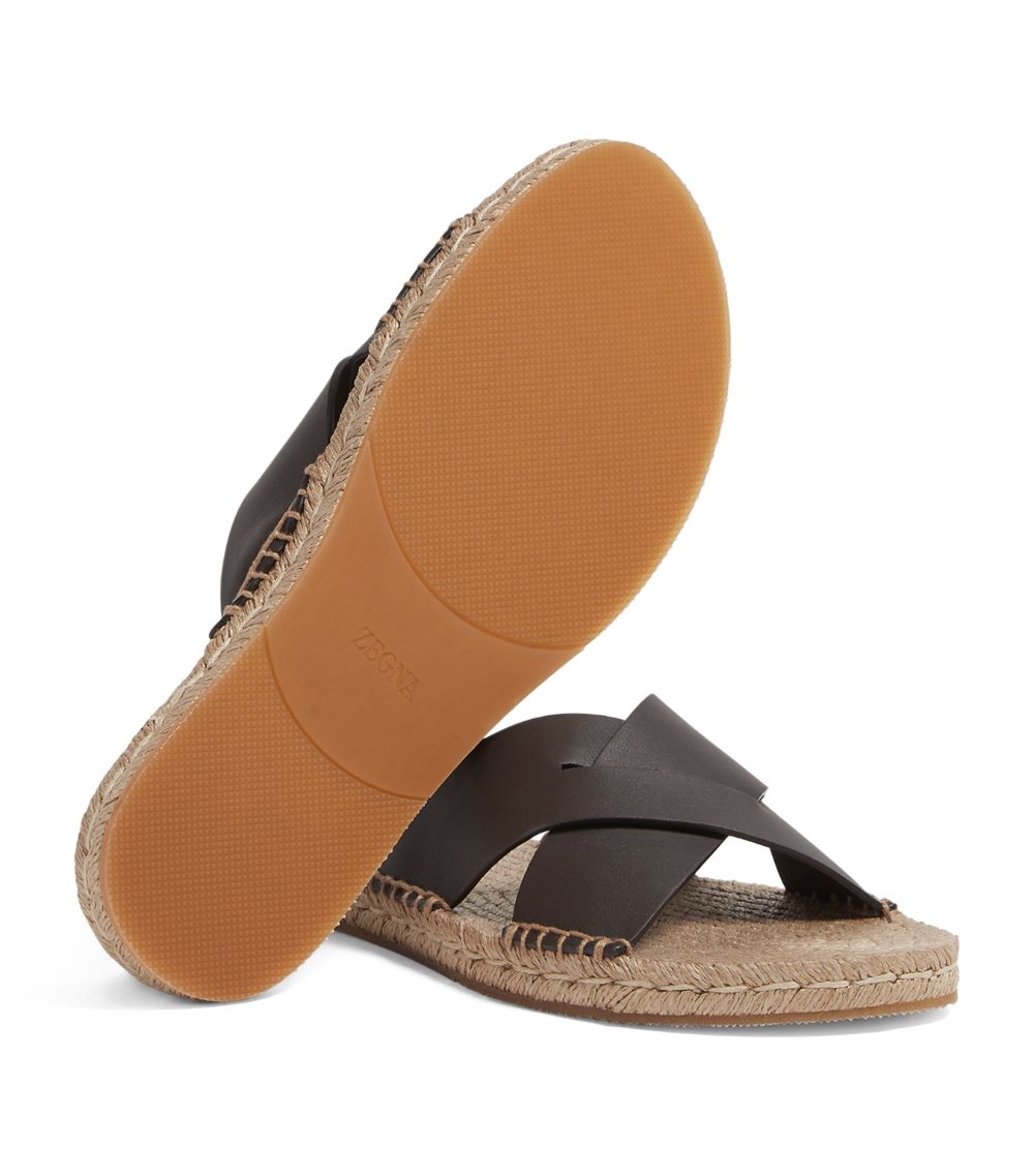 zegna Zegna Leather Espadrille Sandals