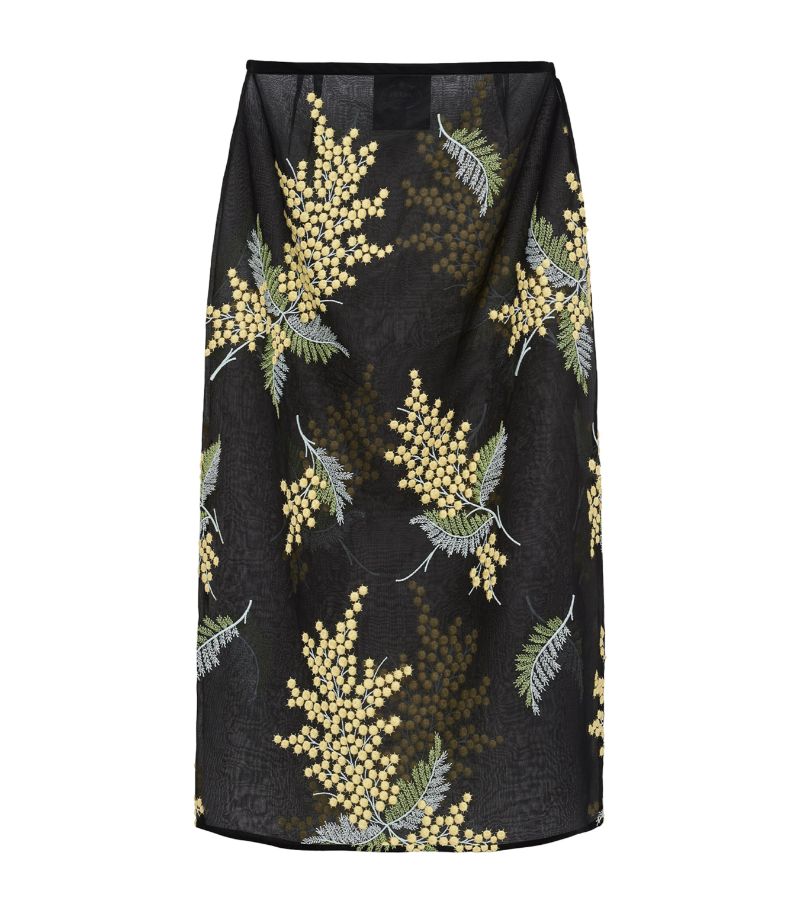 Prada Prada Organza Embroiderd Midi Skirt