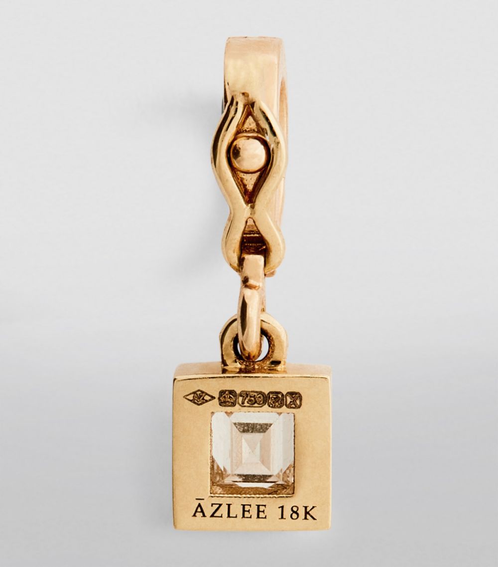 Azlee Azlee Yellow Gold And Carré Diamond Charm
