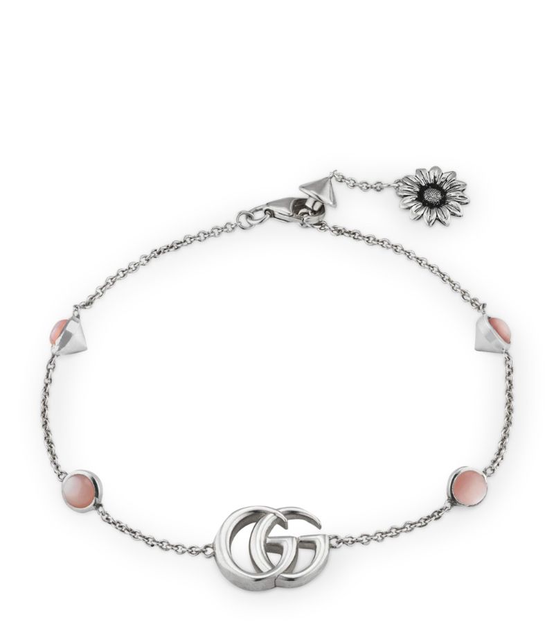 Gucci Gucci Sterling Silver and Mother-of-Pearl Double G Bracelet