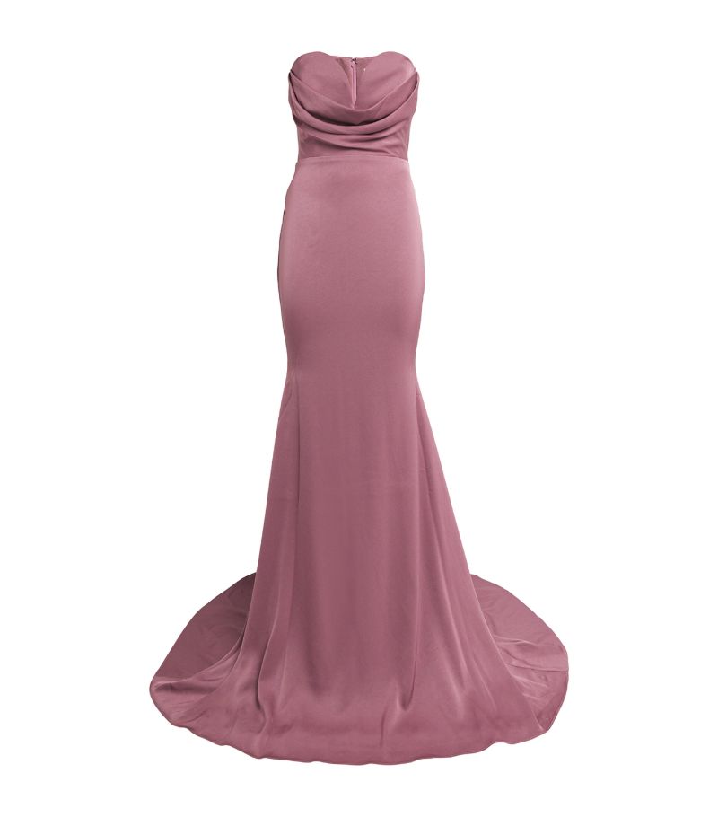  Alex Perry Satin Crepe Draped Gown
