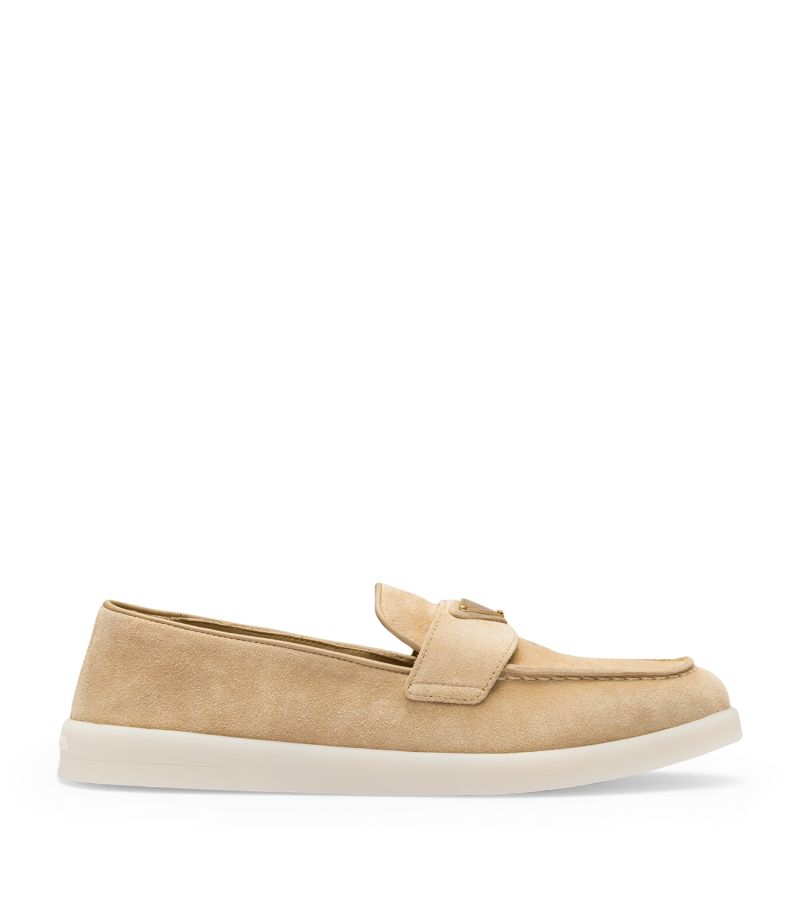 Prada Prada Suede Triangle Loafers