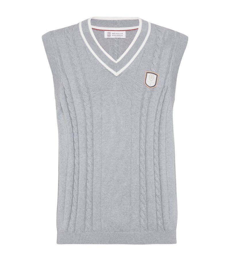 Brunello Cucinelli Brunello Cucinelli Cotton Cable-Knit Sweater Vest