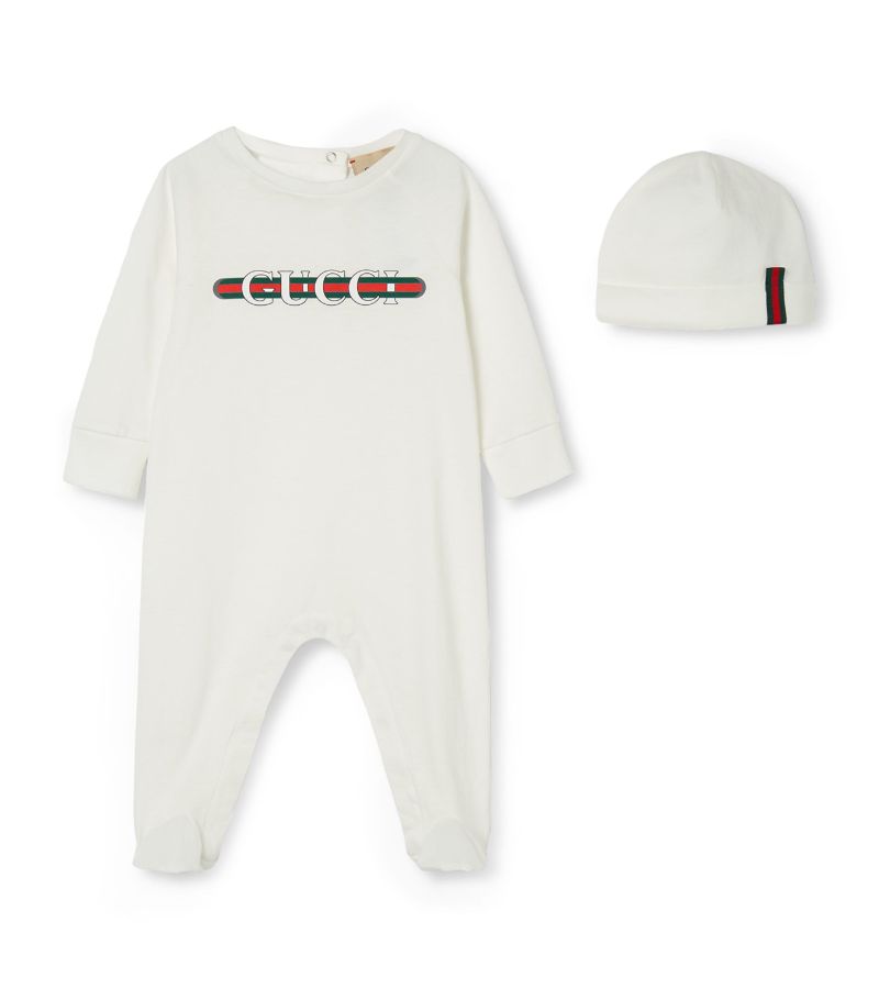 Gucci Gucci Kids Web Stripe All-In-One And Hat Set (0-18 Months)