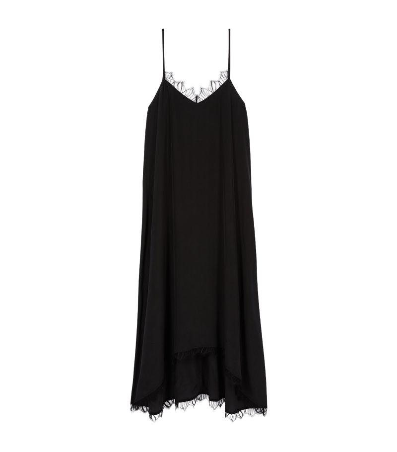 The Kooples The Kooples Silk Lace-Trim Midi Dress