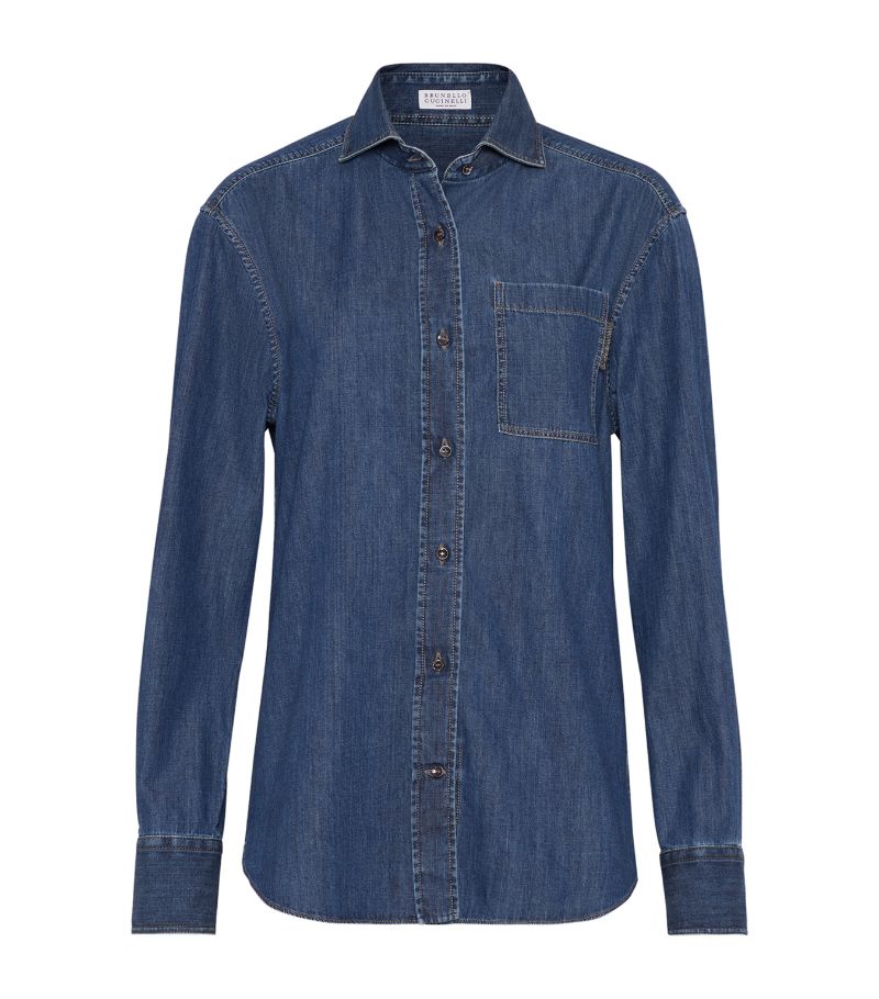 Brunello Cucinelli Brunello Cucinelli Monili-Trim Denim Shirt