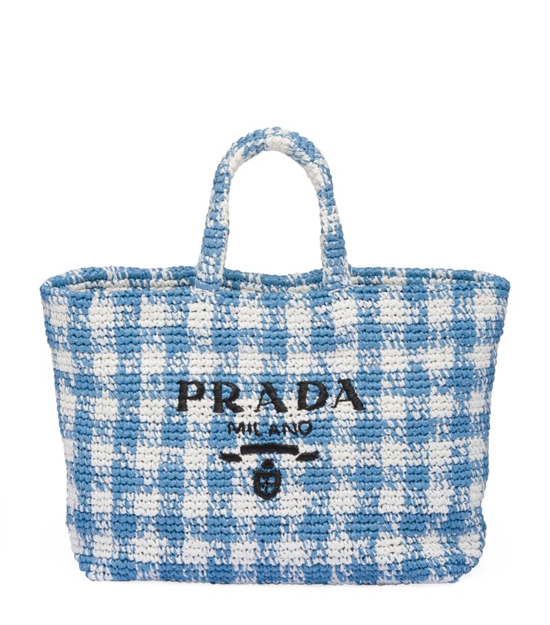 Prada Prada Large Check Crochet Tote Bag