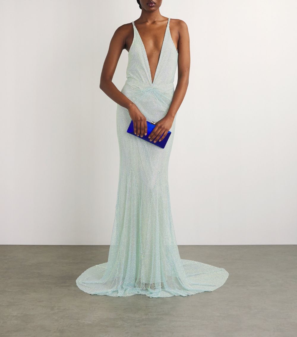  Celia Kritharioti Embellished Mermaid Net Gown