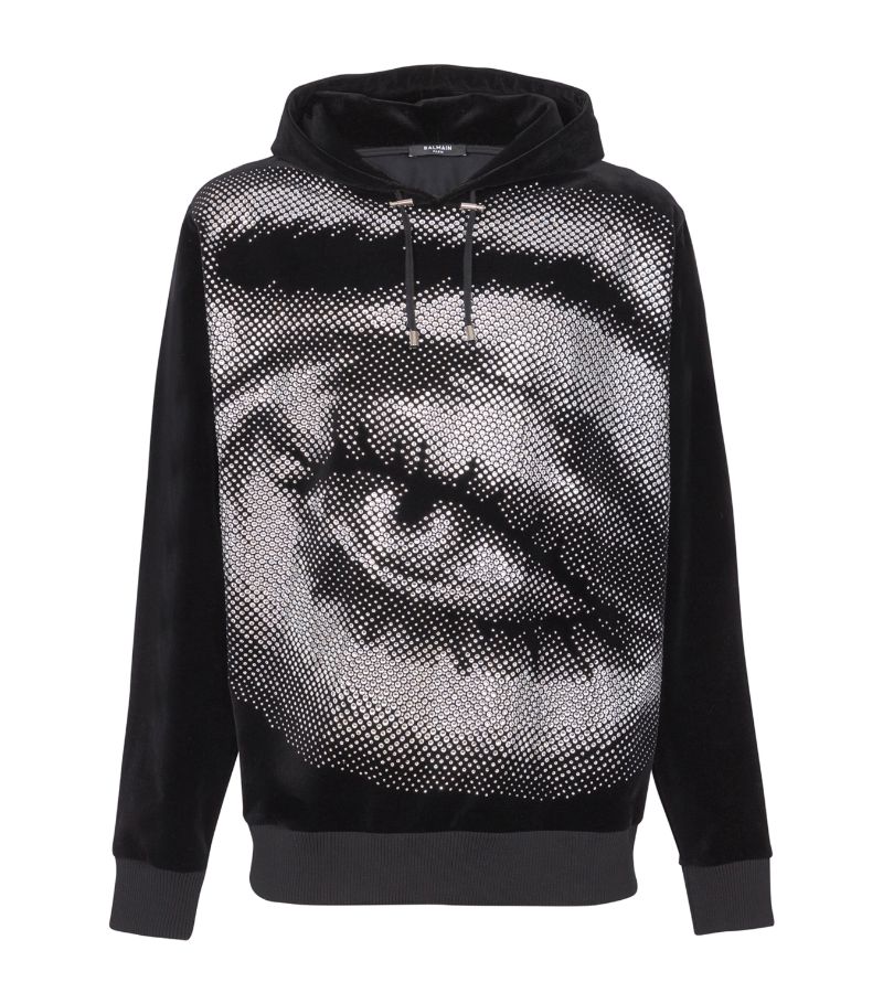 Balmain Balmain Velvet Embellished Eye Hoodie