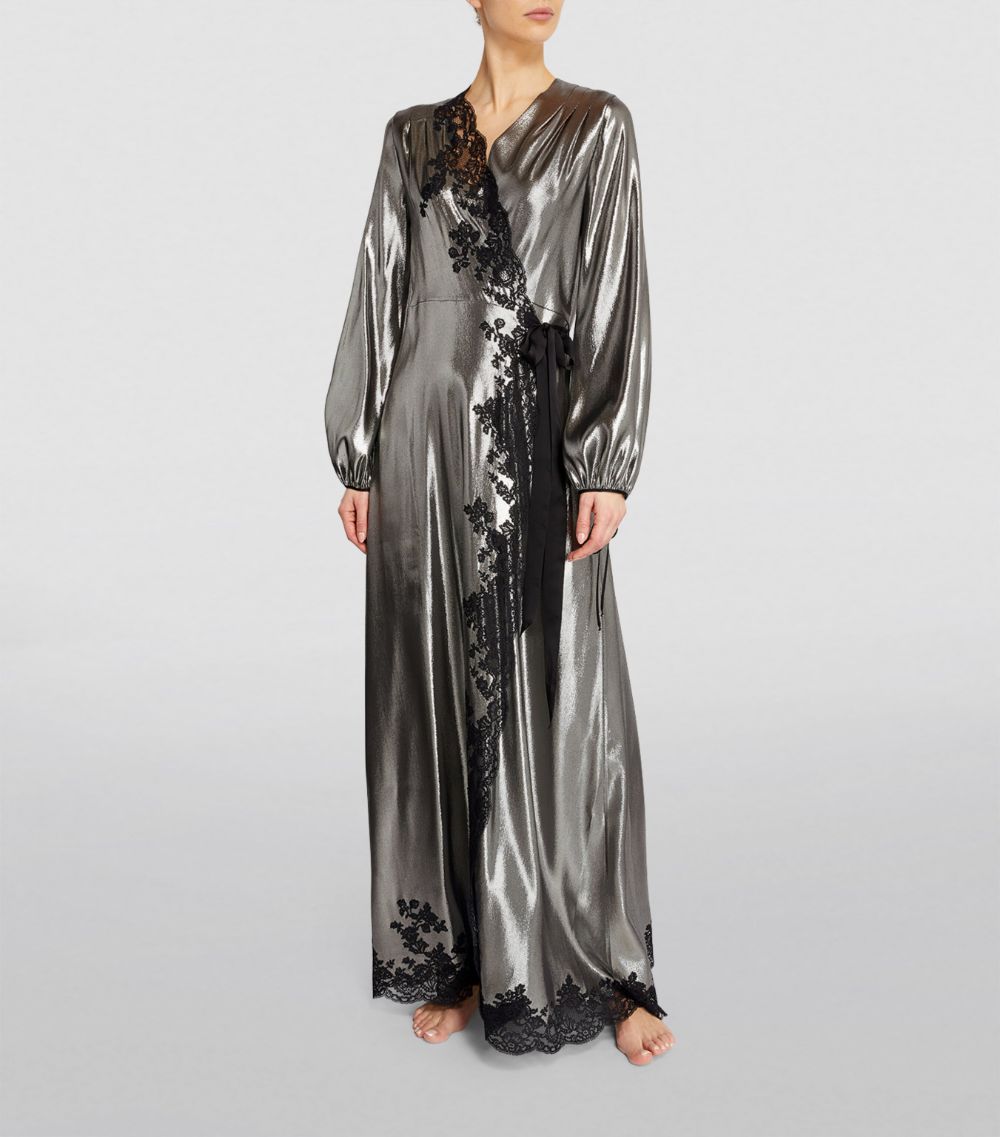 Carine Gilson Carine Gilson Silk-Blend Metallic Long Robe