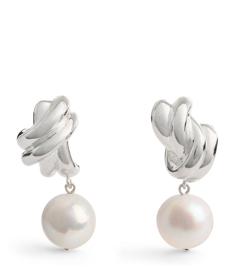 Completedworks Completedworks Sterling Silver And Freshwater Pearl Drop Earrings