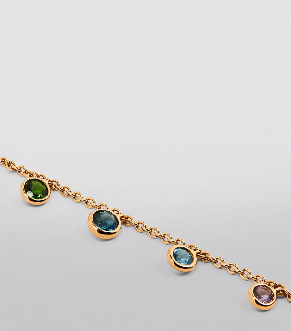 Shay Shay Yellow Gold And Rainbow Sapphire Anklet