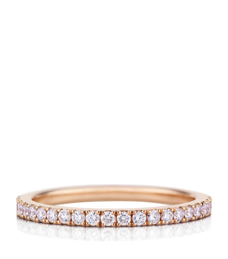 De Beers Jewellers De Beers Jewellers Rose Gold Half Pavé Diamond Classic Band