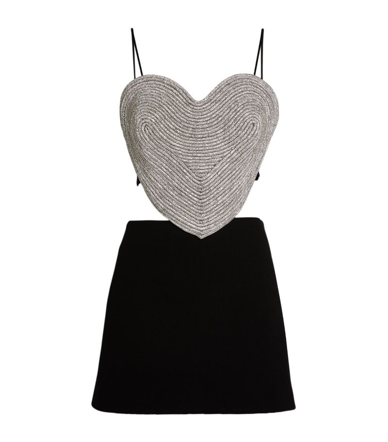 Mach & Mach MACH & MACH Embellished Heart Mini Dress