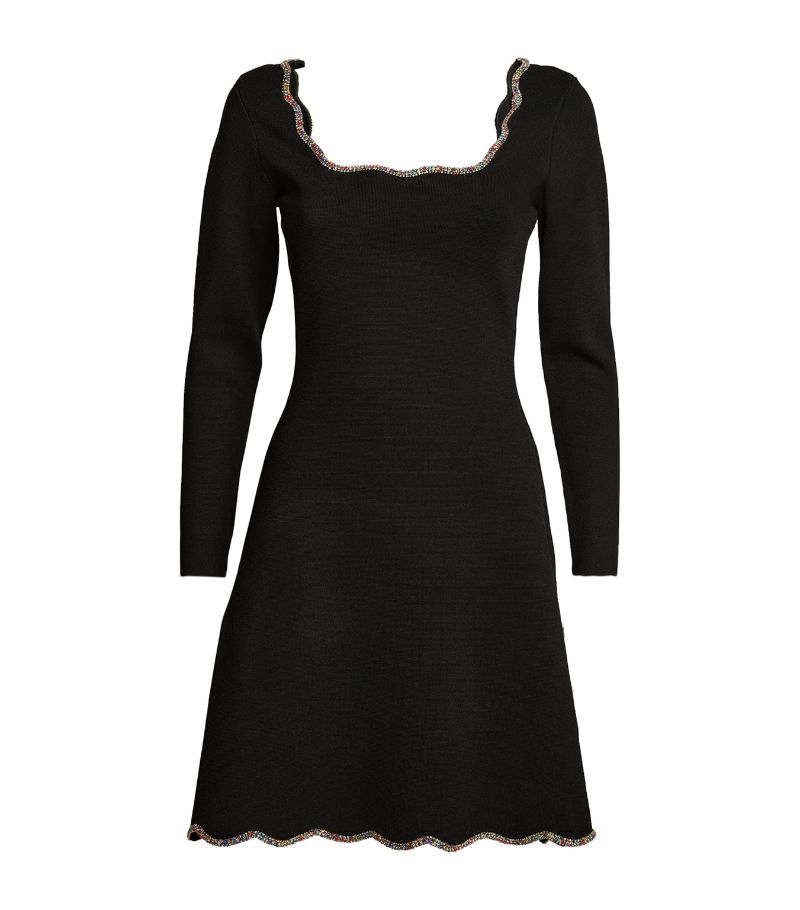  Sandro Embellished Scallop-Neck Mini Dress