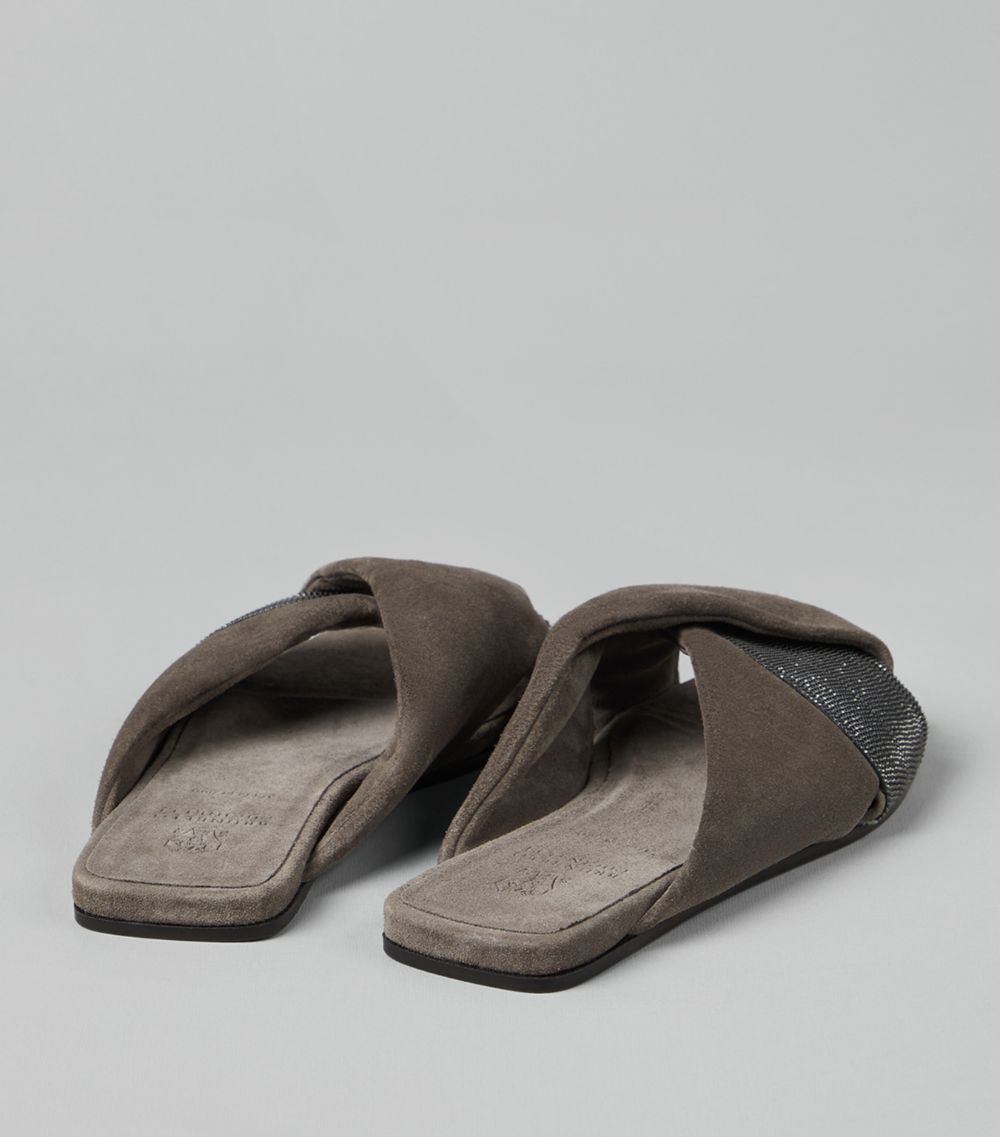 Brunello Cucinelli Brunello Cucinelli Suede Monili-Trim Slides