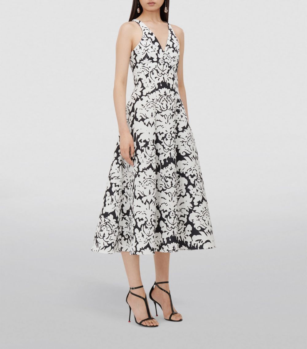 Alexander McQueen Alexander Mcqueen V-Neck Brocade Print Midi Dress